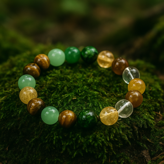 Energiearmband „Fülle & Glück“ – Tigerauge, Citrin, Aventurin, Epidot & Bergkristall